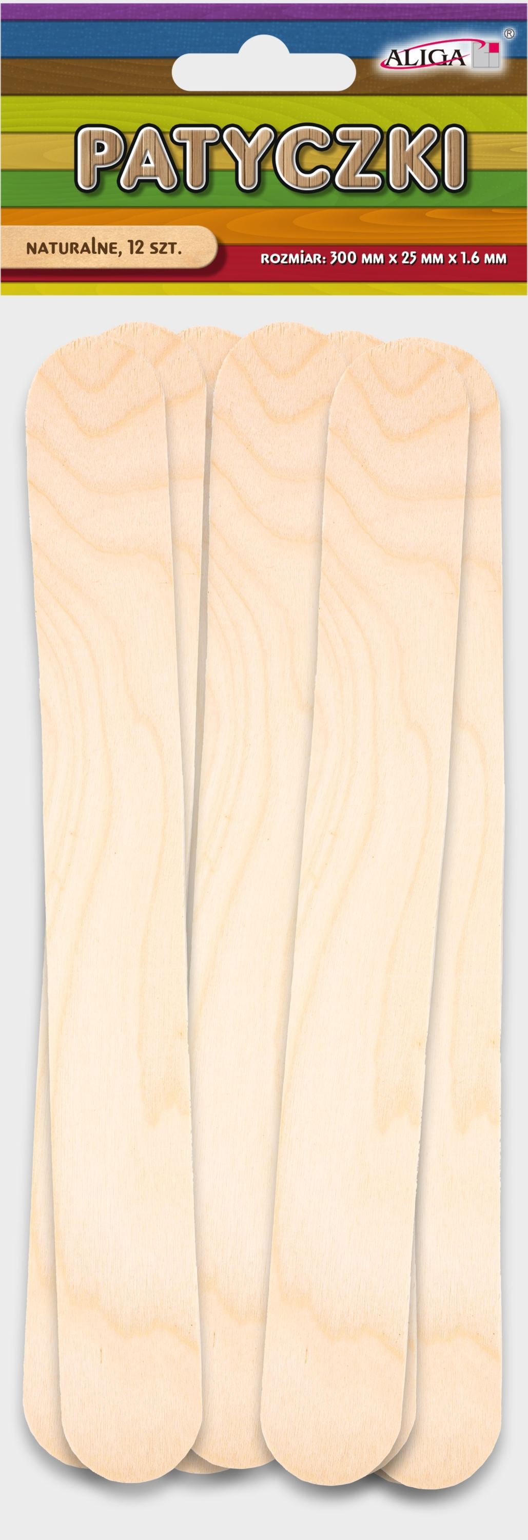 Patyczki naturalne (12) 250x30x1,6mm   Aliga